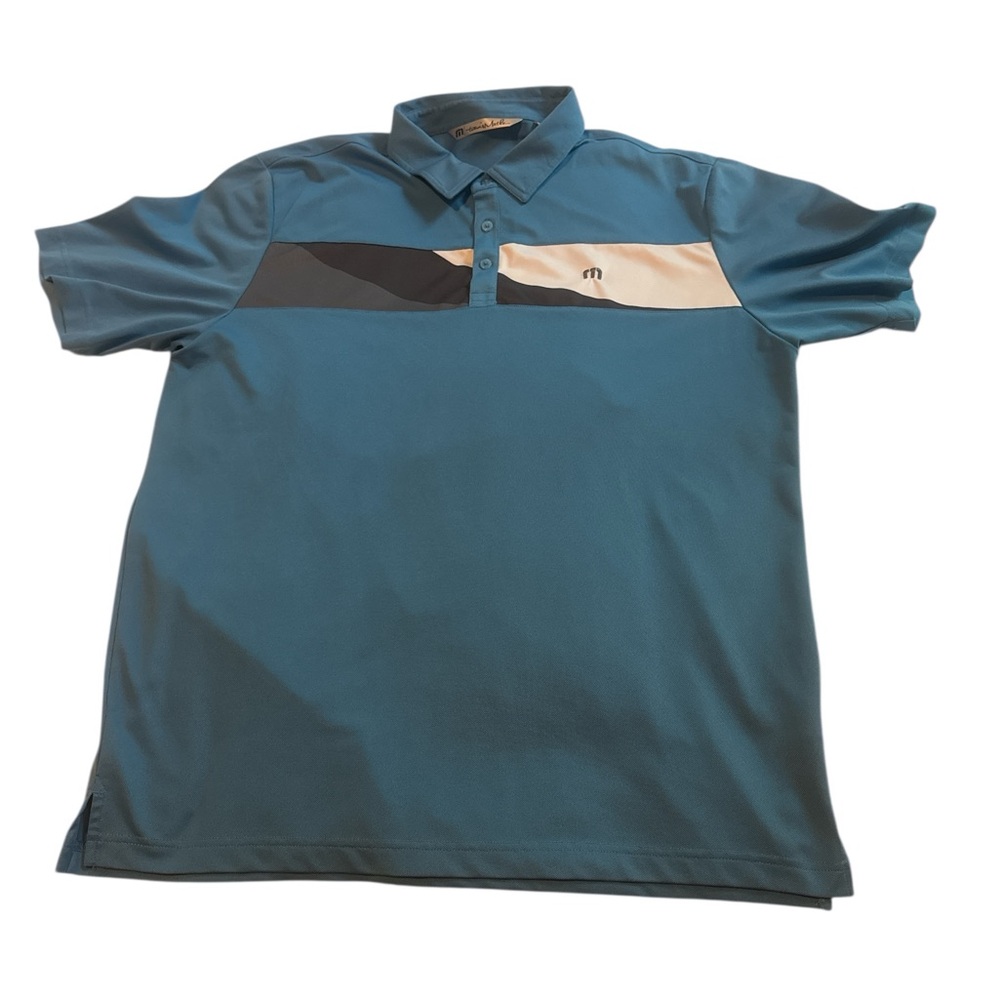Travis Mathew Teal and Cream Polo Shirt